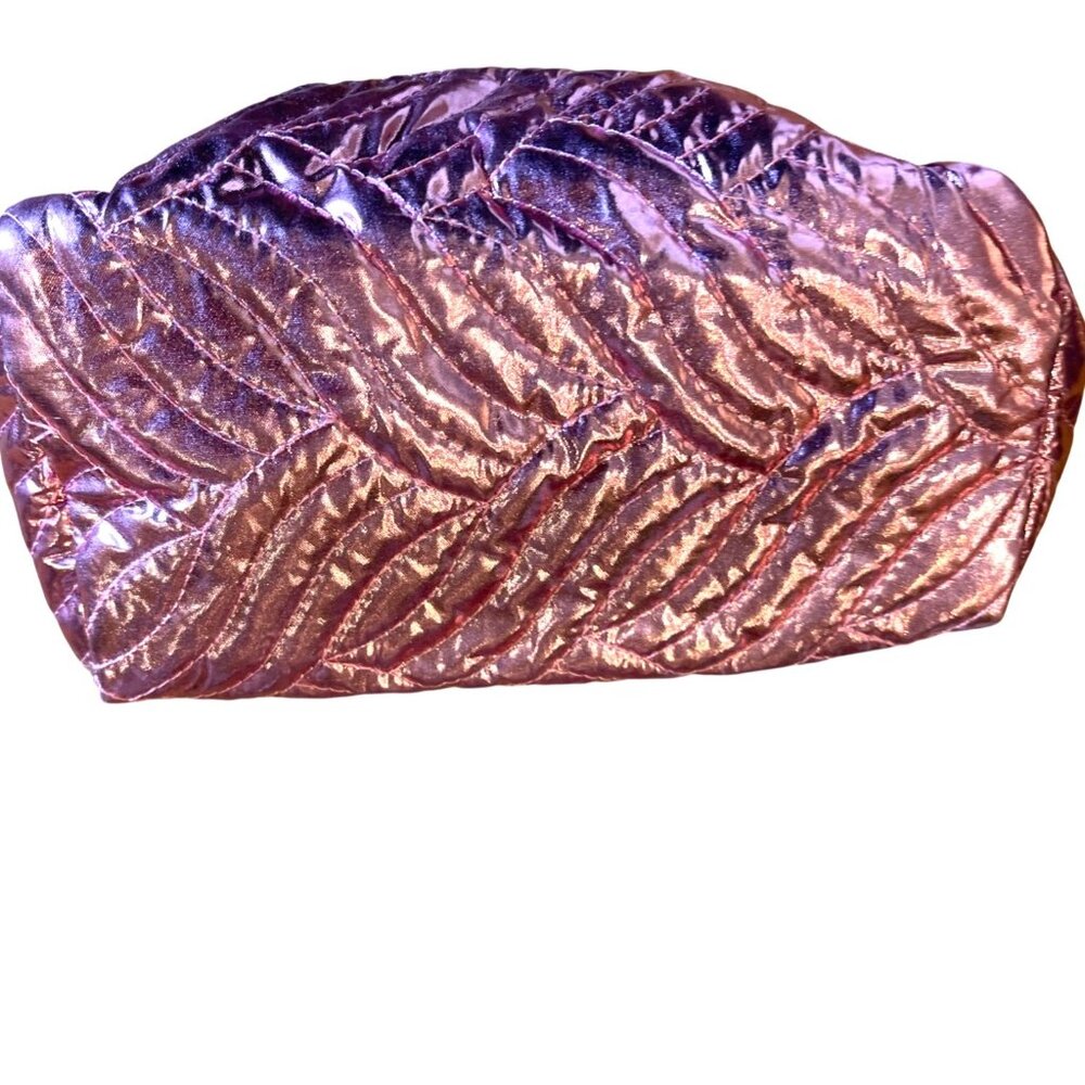 Ulta Beauty Cosmetic Makeup Pouch Metallic Pink Quilted Jewelry Bag New - Picture 7 of 7